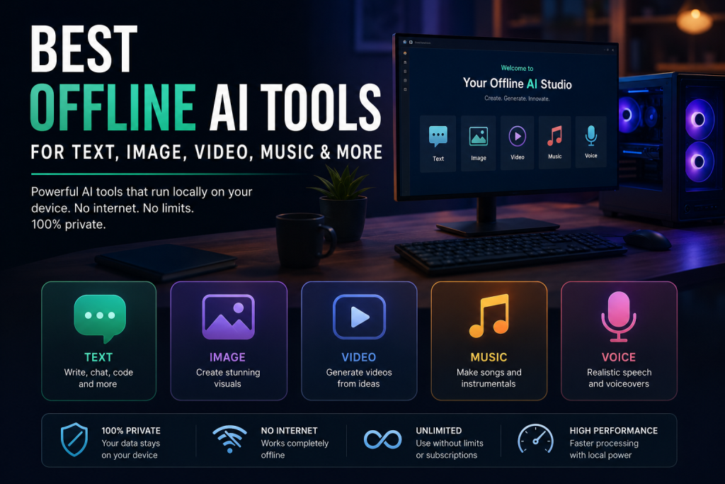 Top Offline AI Tools for Text, Image, Video & Music Generation in 2026